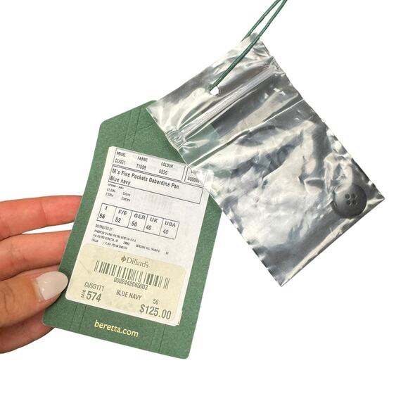 Beretta NWT Navy Straight Leg Five Pocket Gabardine Business Casual Chino Pants - Picture 6 of 9